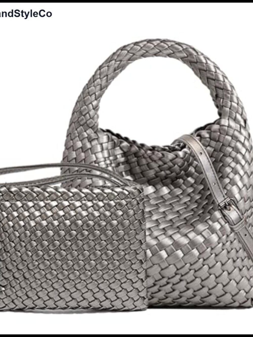 Handmade Woven Vegan Leather Hobo Tote Crossbody Clutch Convertible Mini Bag